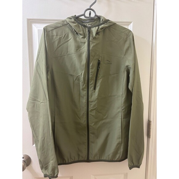 LL Bean Jacket Womens Size Small Olive Green NO FLY ZONE Hooded Full Zip Jacket - Picture 1 of 8